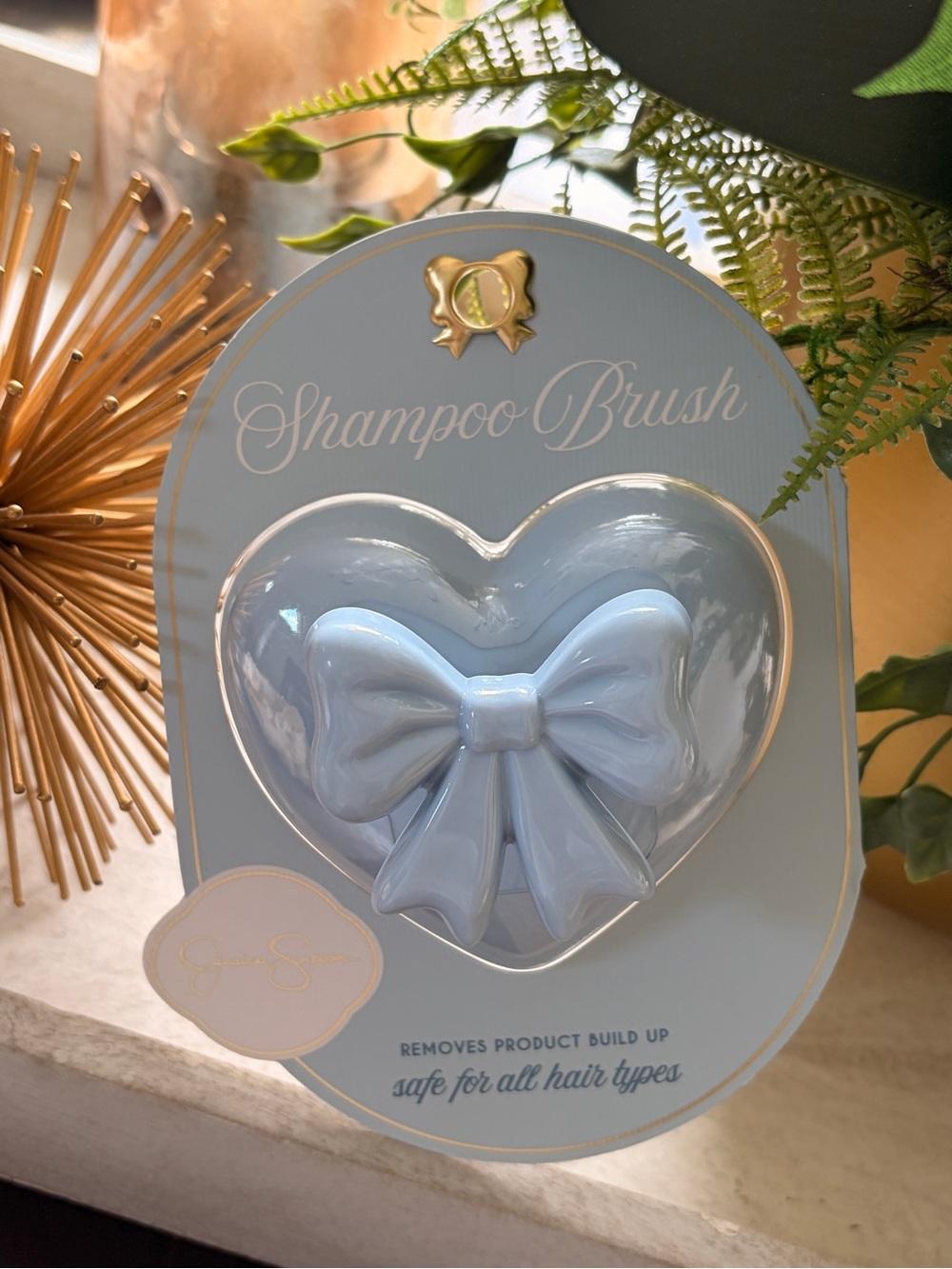Jessica Simpson Heart shape Bow Shampoo Brush - Light Blue